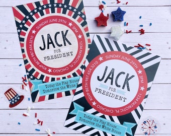 Presidential Campaign Party Invitation ... Vote for President Printable PDF or JPG file ... Election Themed Birthday Invite by Beth Kruse CC