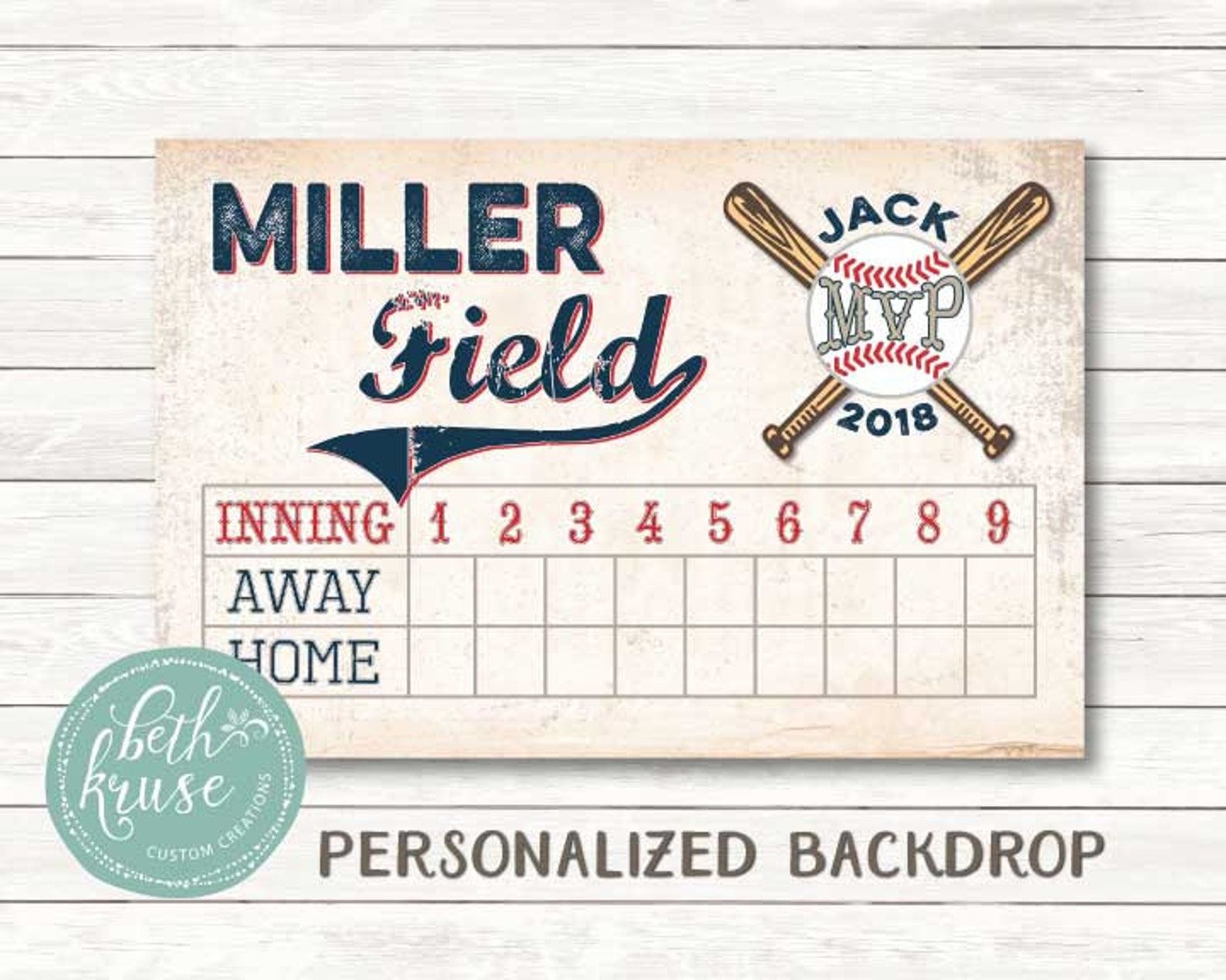 Scoreboard Baseball Backdrop Customized Printable PDF File Etsy