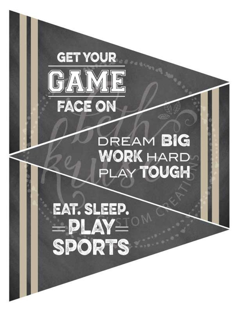Sports Party Pennants Game Face INSTANT DOWNLOAD by Beth Kruse Custom Creations image 2