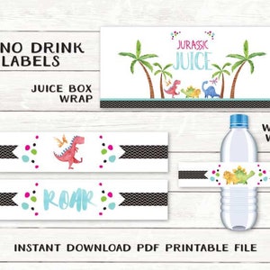 Dinosaur Food Labels Customized Printable PDF Files Colorful Dinosaur Party by Beth Kruse CC image 6