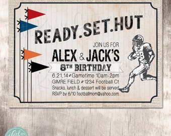 Vintage Football Printable Party 5x7 Invitation by Beth Kruse Custom Creations