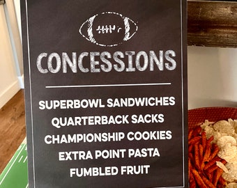 Football -- Printable Concessions Sign -- Chalkboard Style --- Customized PDF file by Beth Kruse Custom Creations