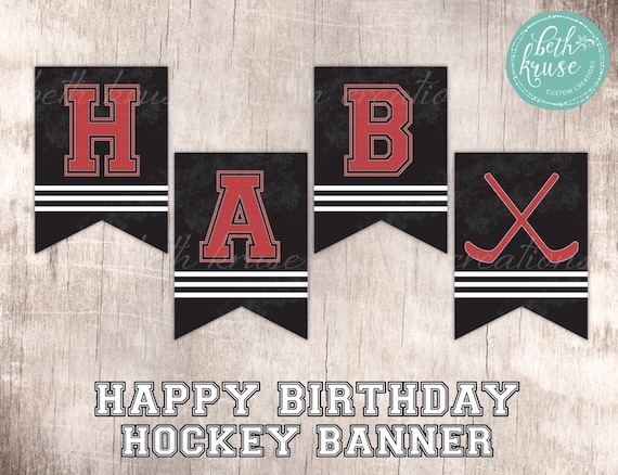 Hockey Party Happy Birthday Printable Banner Instant Download By
