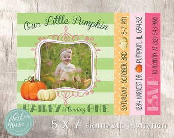 Our Little Pumpkin - Fall Harvest - Pumpkin Farm 5x7 Invitation by Beth Kruse Custom Creations