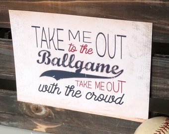 Baseball Take Me Out To The Ballgame Printable Sign -- PDF File --  INSTANT DOWNLOAD -- Multiple Sizes -- by Beth Kruse Custom Creations