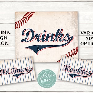 Baseball Drinks Printable Signs INSTANT DOWNLOAD by Beth Kruse Custom Creations