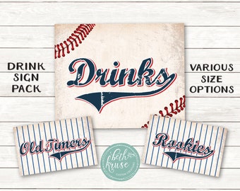 Baseball Drinks Printable Signs INSTANT DOWNLOAD by Beth Kruse Custom Creations