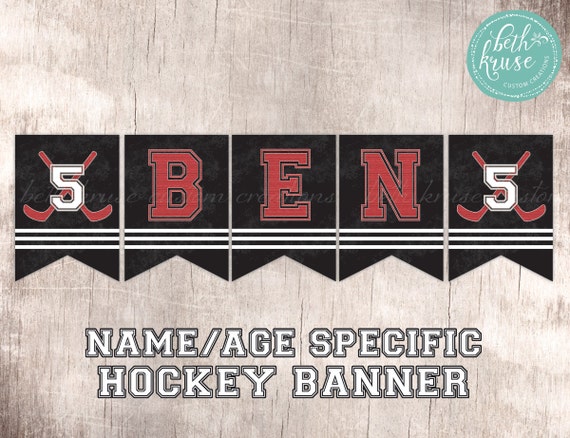 ANY AGE 2 PERSONALISED ICE HOCKEY BIRTHDAY BANNERS ANY NAME 