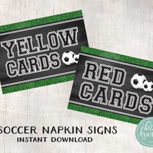 Placa para impressão de cartões amarelos e vermelhos de futebol - Placas de guardanapo - DOWNLOAD INSTANTÂNEO por Beth Kruse Custom Creations