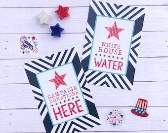 Presidential Campaign Party Custom Signs  .. Vote for President Printable PDF file .. Election Themed Birthday by Beth Kruse CC