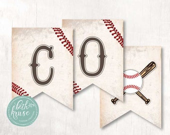 Baseball Concessions Printable PDF Banner -- neutral and blue/red color options -- INSTANT DOWNLOAD by Beth Kruse Custom Creations