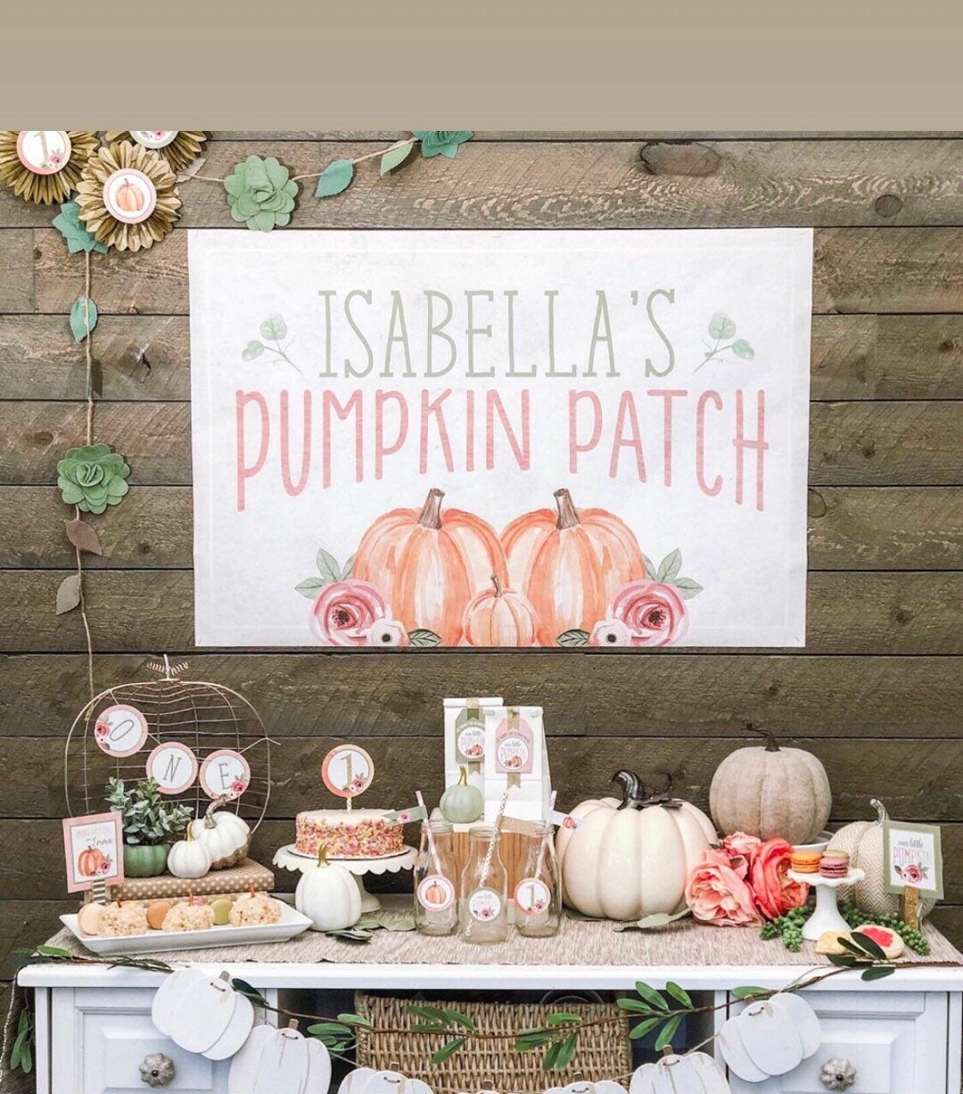 Pumpkin Patch Personalized Printable Backdrop Watercolor Our Little Pumpkin PDF FILE With ...