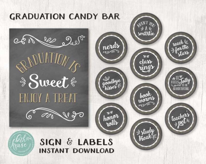 Graduation Candy Bar Chalkboard Package Sweet Table INSTANT DOWNLOAD by Beth Kruse Custom Creations image 5