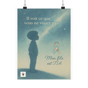 Él ve lo que tú no ves - Póster infantil de la TSA | Cielo estrellado y silueta | Decoración de dormitorio infantil