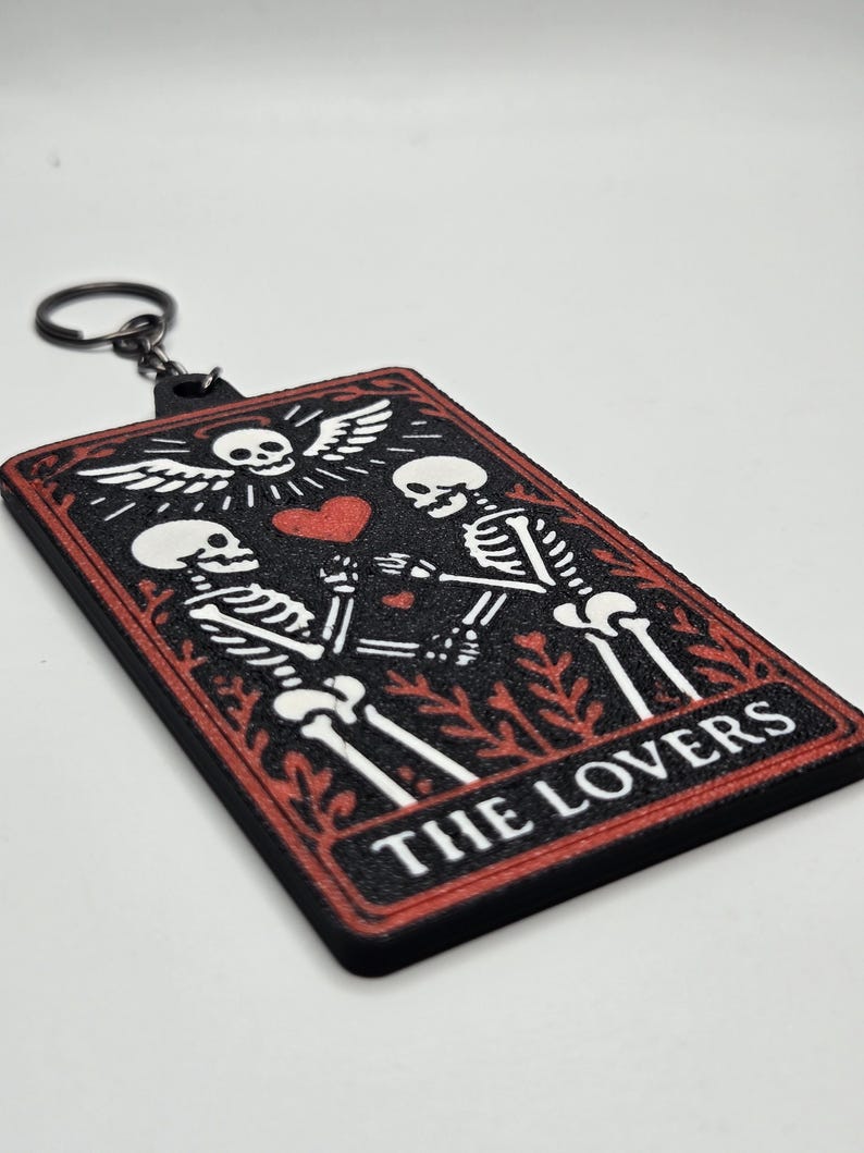 Skeleton Tarot Card Keychain • 3D Printed PLA Goth Witchy Accessory bild 9