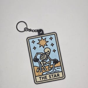 Skeleton Tarot Card Keychain • 3D Printed PLA Goth Witchy Accessory The Star