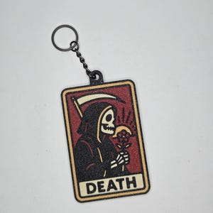 Skeleton Tarot Card Keychain • 3D Printed PLA Goth Witchy Accessory Death