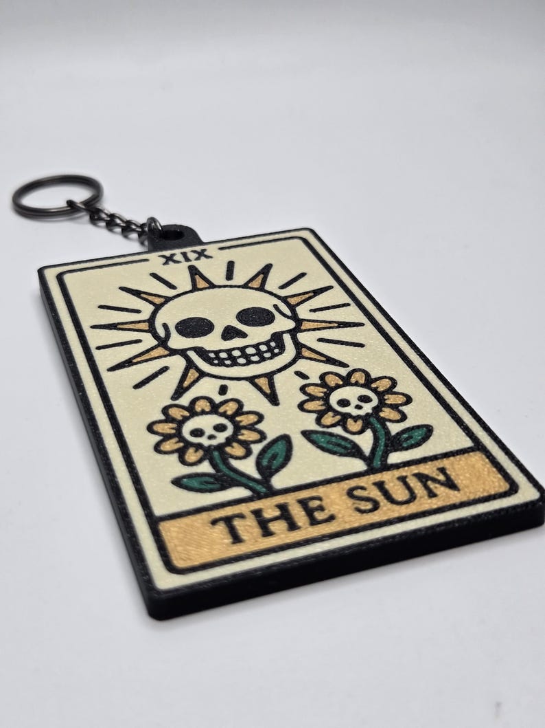 Skeleton Tarot Card Keychain • 3D Printed PLA Goth Witchy Accessory bild 8
