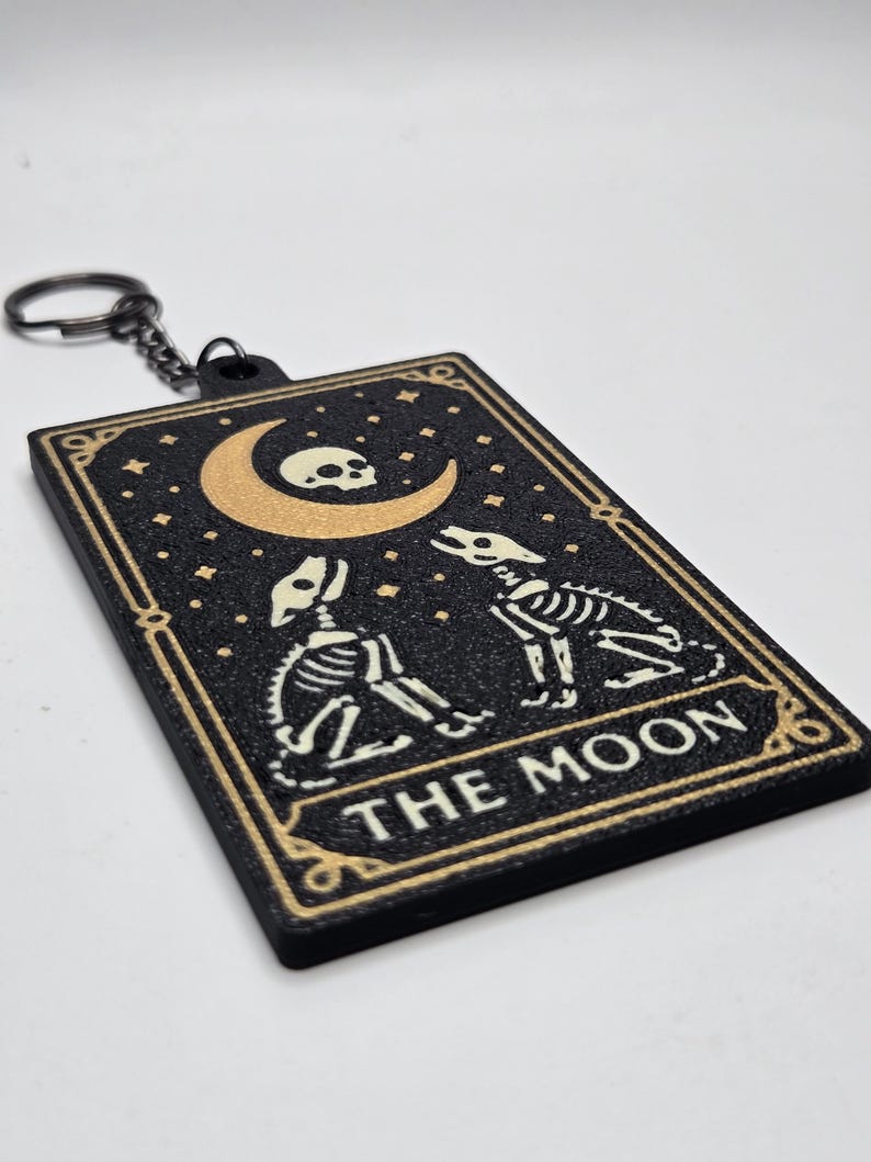 Skeleton Tarot Card Keychain • 3D Printed PLA Goth Witchy Accessory bild 11