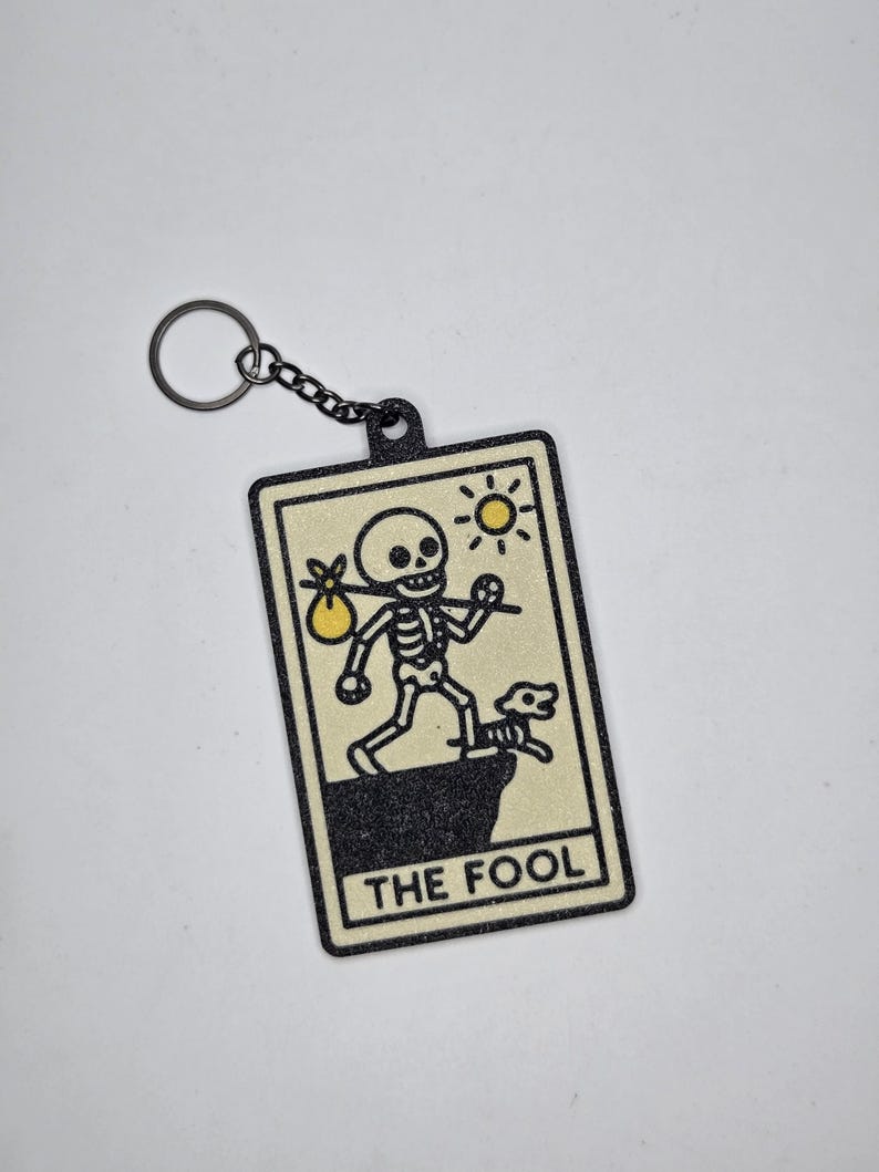 Skeleton Tarot Card Keychain • 3D Printed PLA Goth Witchy Accessory bild 2