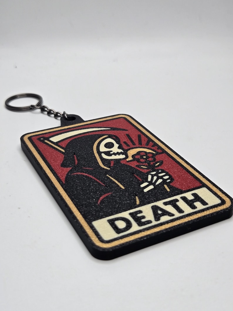 Skeleton Tarot Card Keychain • 3D Printed PLA Goth Witchy Accessory bild 10