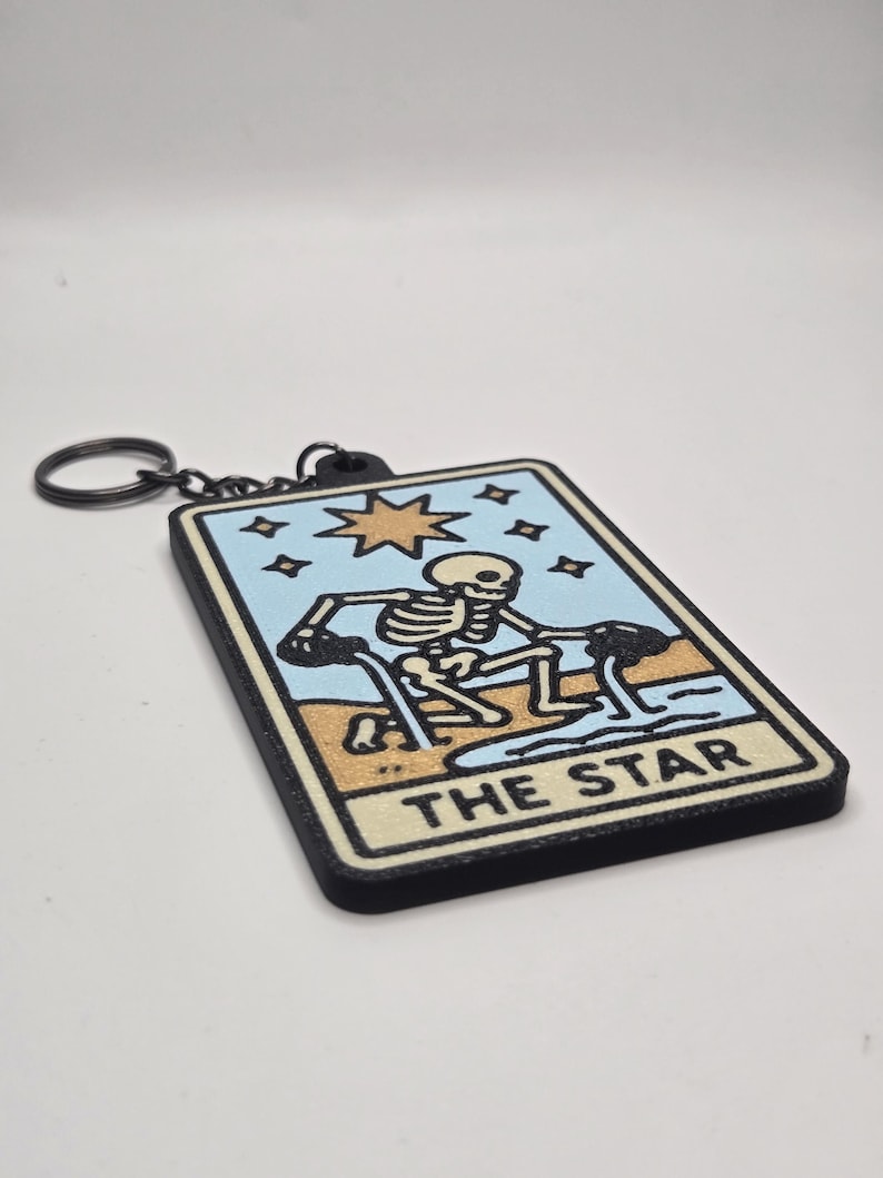 Skeleton Tarot Card Keychain • 3D Printed PLA Goth Witchy Accessory bild 13