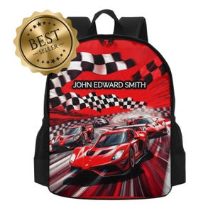 Race Car Backpack: Personalized 13" Durable School Bag for Kids