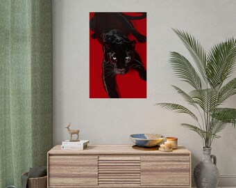 Wohnkultur Poster, Panther Ästhetik, Old Cash Style, moderne Kunst, Geschenk für Kunstbegeisterte