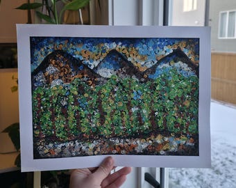Original Three Sisters Mountain Acrylic Painting : Canmore Alberta Canada