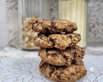 Keto, Vegan, Almond Flour Chocolate Chunk Cookies: Gluten-Free, High Fiber, High Protein, Grain Free,