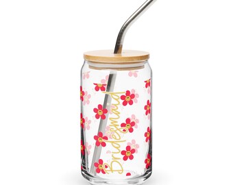 Custom Retro Smiley Flower Can Glass