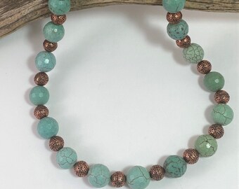 Turquoise Style with Copper Necklace and Earrings........7844