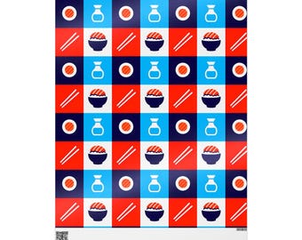 Sushi Wrapping Papers, Cute Japanese Food Gift Wrap, Ideal for Birthdays, Christmas, Wrapping Paper Roll, Unique Gift Wrap, Sushi Lover,