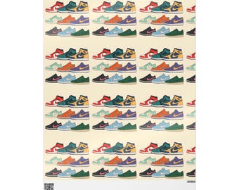 Sneaker Print Gift Wrap | Glossy or Matte Finish