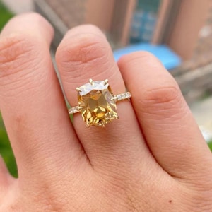 3.0CT Cushion Cut Old Mine Champagne Moissanite Diamond Engagement Ring | Solid Gold Anniversary/promise Ring/Wedding Ring For Her