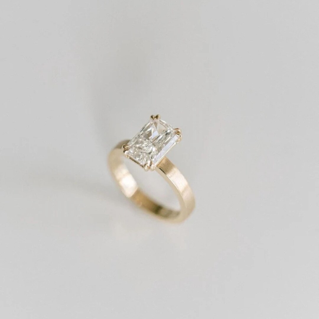 3.50 CT Radiant Cut Lab Grown Diamond Solitaire 14k Solid Yellow Gold ...