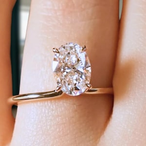 18K Rose Gold Oval Lab Grown Diamond Solitaire Ring: Minimalist Engagement