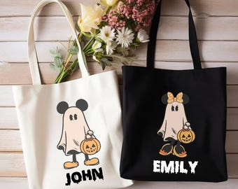 Custom Disney Halloween Tote Bag ,Disney Characters Tote Bag,Personalized Disney Ghost Bag ,Trick or Treat Bags, Spooky Bag,Disney Trip Gift