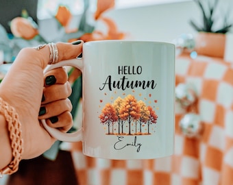 Custom Fall Tree Mug, Autumn Decor, Loves Fall Coffee Mug, Funny Coffee Mug, autumn fall mug, pumpkin mug, Fall Gift, Halloween Mugs Gifts