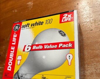 GE double life soft white 100 watt vintage General Electric 1 pack of 6 light bulbs. A19. Non-LED.
