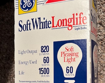 GE Soft White lange Lebensdauer 60 Watt Glühbirnen 1 Packung mit 4 Vintage NOS nicht-led