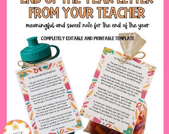 End of the Year Letter to Students from Teacher | Editable Canva Template or Printable Page