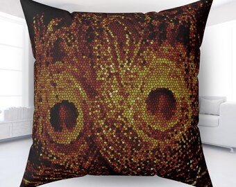 Almohada cálida de pavo real con mosaico