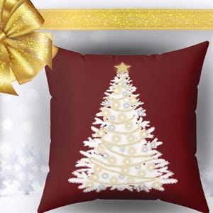 Faux Red Sued Christmas Tree Pillow