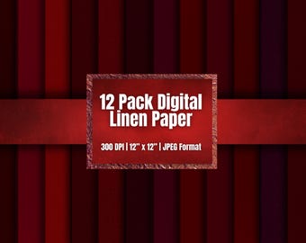 12 Red Linen Digital Papers, Crimson Fabric Textures, Burgundy Scrapbook Backgrounds