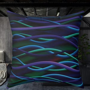 Midnight Waves Abstract Throw Pillow