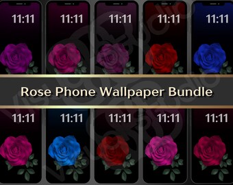 Jewel Tone Rose Phone Wallpaper Bundle, Floral Lock Screen, iPhone Background Digital Download