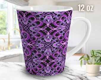 Taza de café con leche abstracta morada