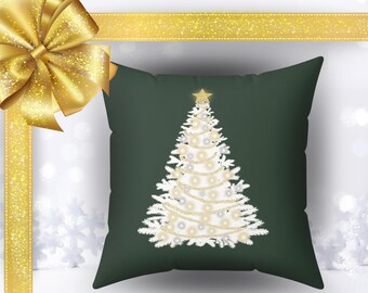 Almohada de árbol de Navidad de gamuza verde sintética /