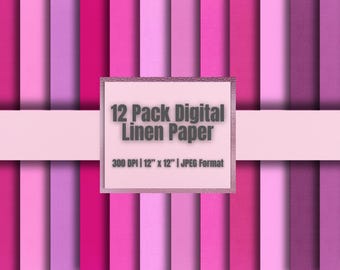 12 Pink Linen Digital Papers, Blush Fabric Textures, Romantic Scrapbook Backgrounds